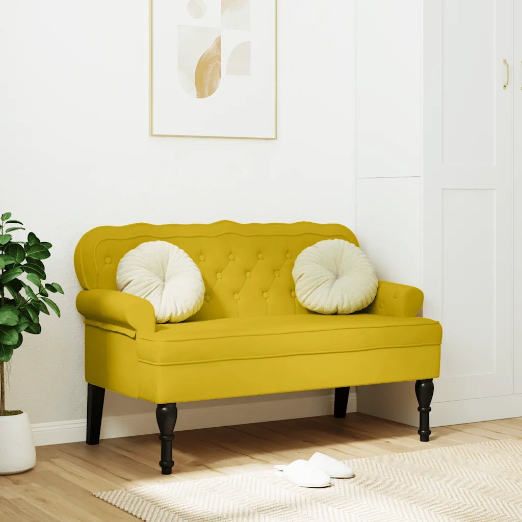 Panca con Schienale Gialla 119,5x64,5x75 cm in Velluto CFW3007984