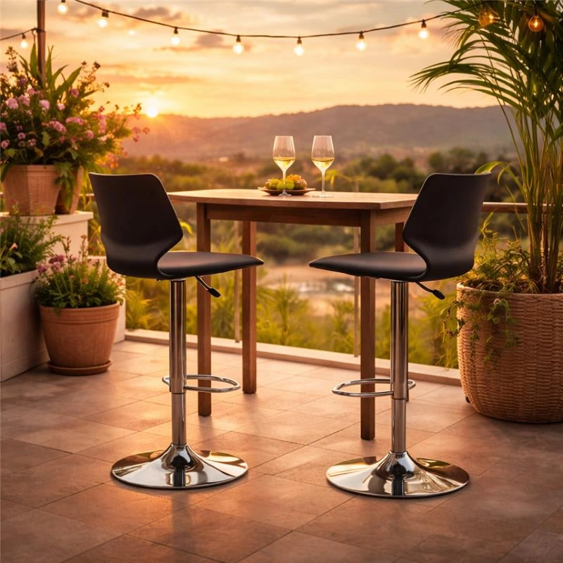 SET 2 SGABELLI JOSHUA REGOLABILE 39,5 X 44,5 X 58/78 CM IN COLORE NERO