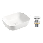 Lavabo da appoggio rettangolare 50x40 cm bianco lucido in ceramica con piletta clic-clac