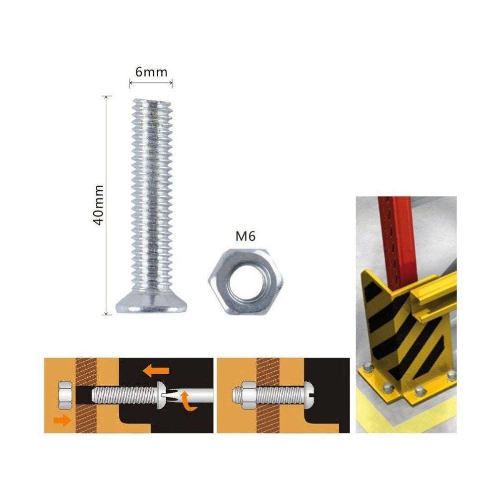 Trade Shop - Set 7 Pezzi Viti Vite Testa A Croce Piatta 6 X 40 Mm Con Dado Esagonale M6 90945 -