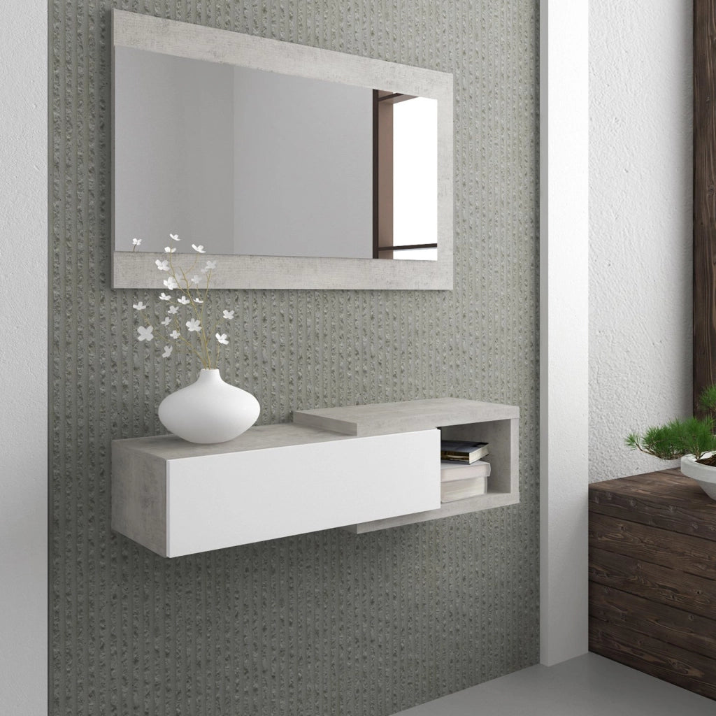 Fabbrico, Mobile da Ingresso Specchio Incluso, 95x28x77h cm Bianco