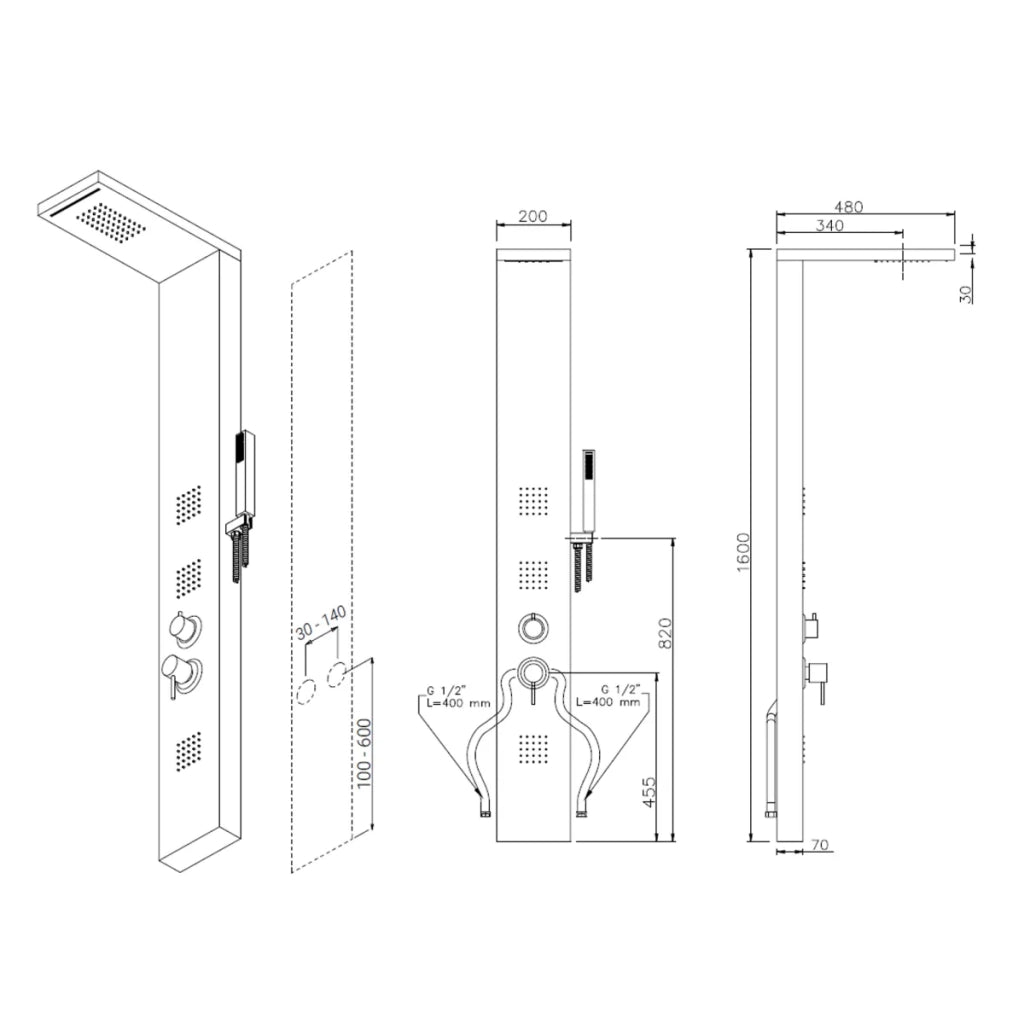 PARETE ATTREZZATA MULTIFUNZIONE MOD. BROADWAY- Acciaio inox lucidato- METAF- pezzi 1