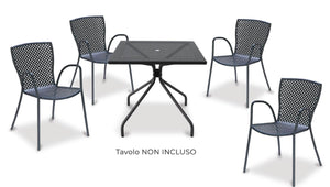 Set 4 Sedie da Giardino 56x62x84 cm in Acciaio con Braccioli RD Italia Sonia Antracite