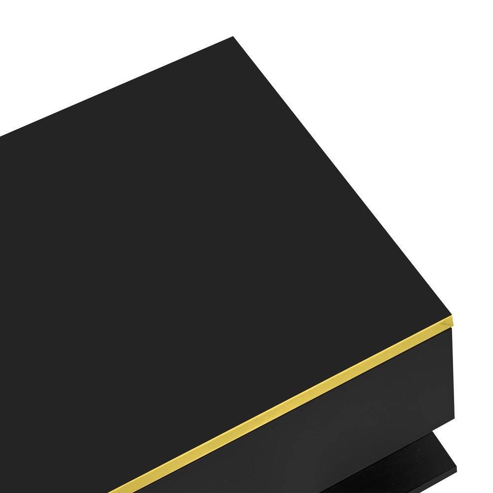 Tavolino da Caff¨¨ con LED e Vetro ¨C MINIMAL ¨C Nero Lucido, 100 cm