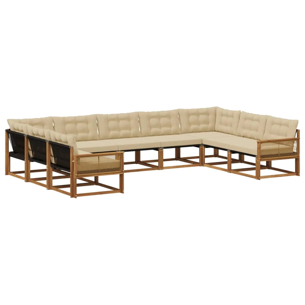 Set di divani da esterno 9 pz Naturale e Beige 3381685