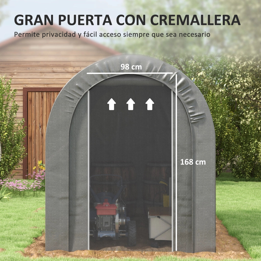 Tenda da giardino per biciclette ¨C zephmum ¨C 2.4x1.6x1.9 m grigio chiaro acciaio
