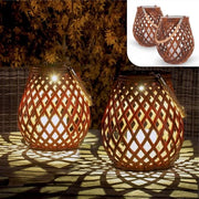 Illuminazione Esterna a Energia Solare Set di 2 - Lampada da Tavolo in Rattan con Sensor di Luce di Giorno e Notte - Lampada a Led Esterna