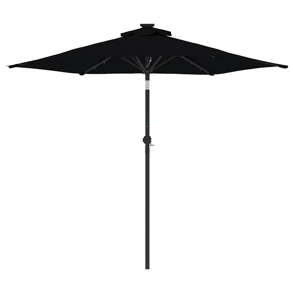 Ombrellone da giardino inclinabile con illuminazione a LED 225 x 225 x 212 cm moderna protezione solare in poliestere nero 02_0056373