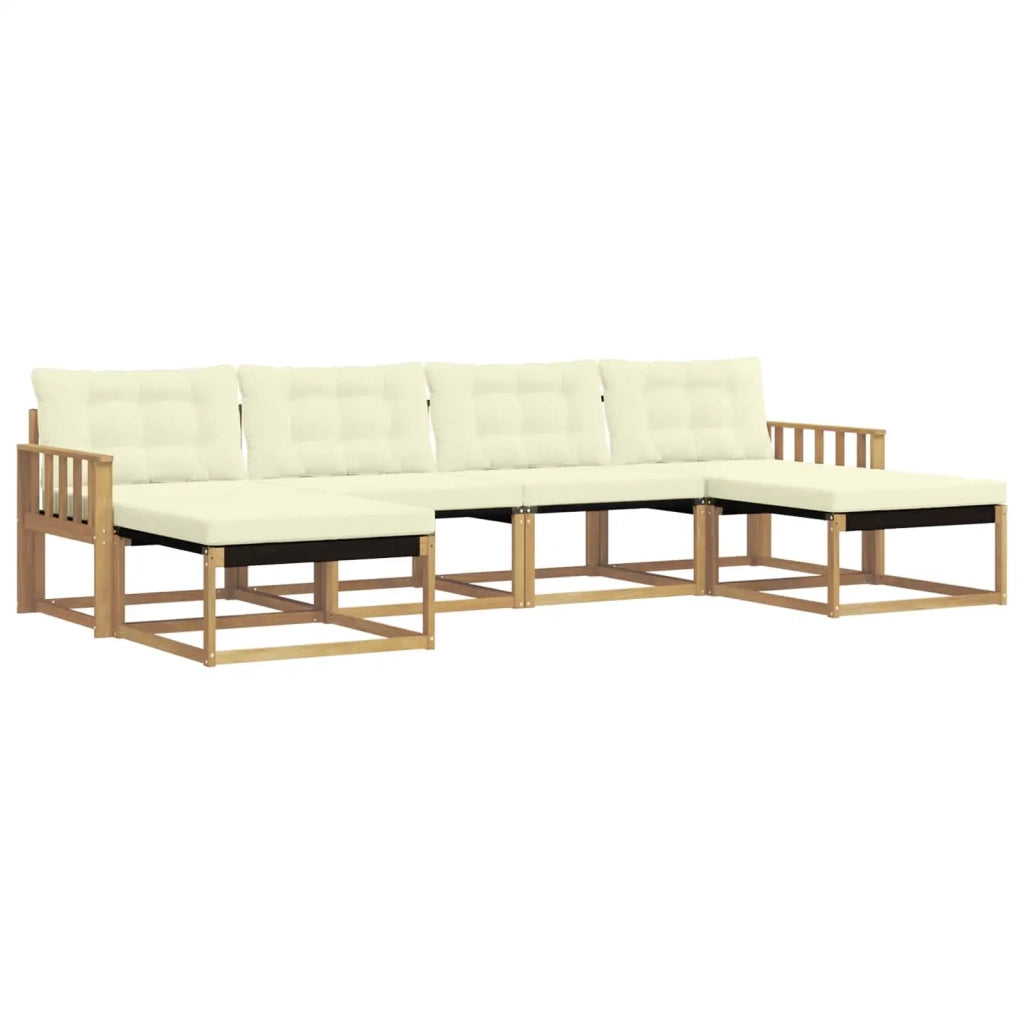 Set di divani da esterno con cuscino 6 pcs Bianco e Crema