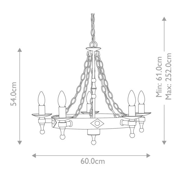 Lampadario Warwick in grafite nero 5xE14 60W Elstead