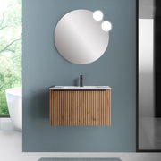 Mobile bagno sospeso 80 cm Rovere Africa cannettato con cassetto e lavabo Nara