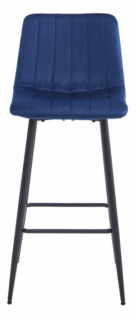 Sgabello Valora POZZA in velluto blu navy con gambe nere