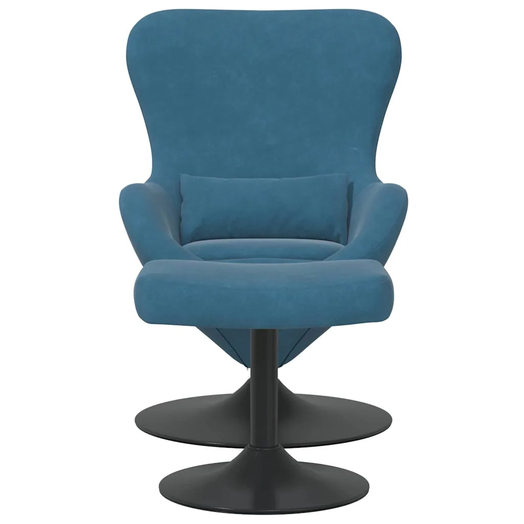 Sedia Egg con Pouf with Footstool Blu Velluto 42002743