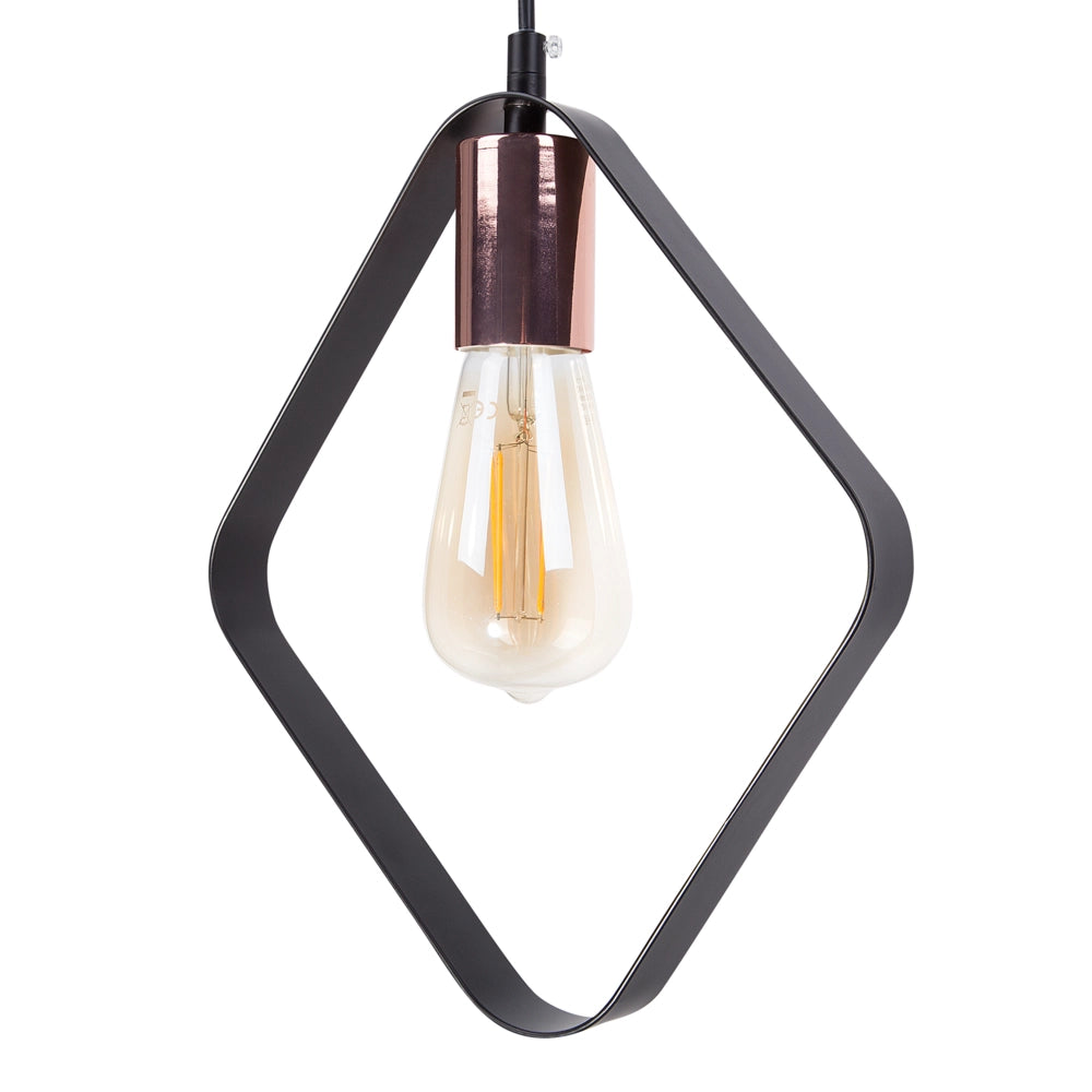 Lampadario moderno a 3 punti luce Nero rame minimalista geometrico