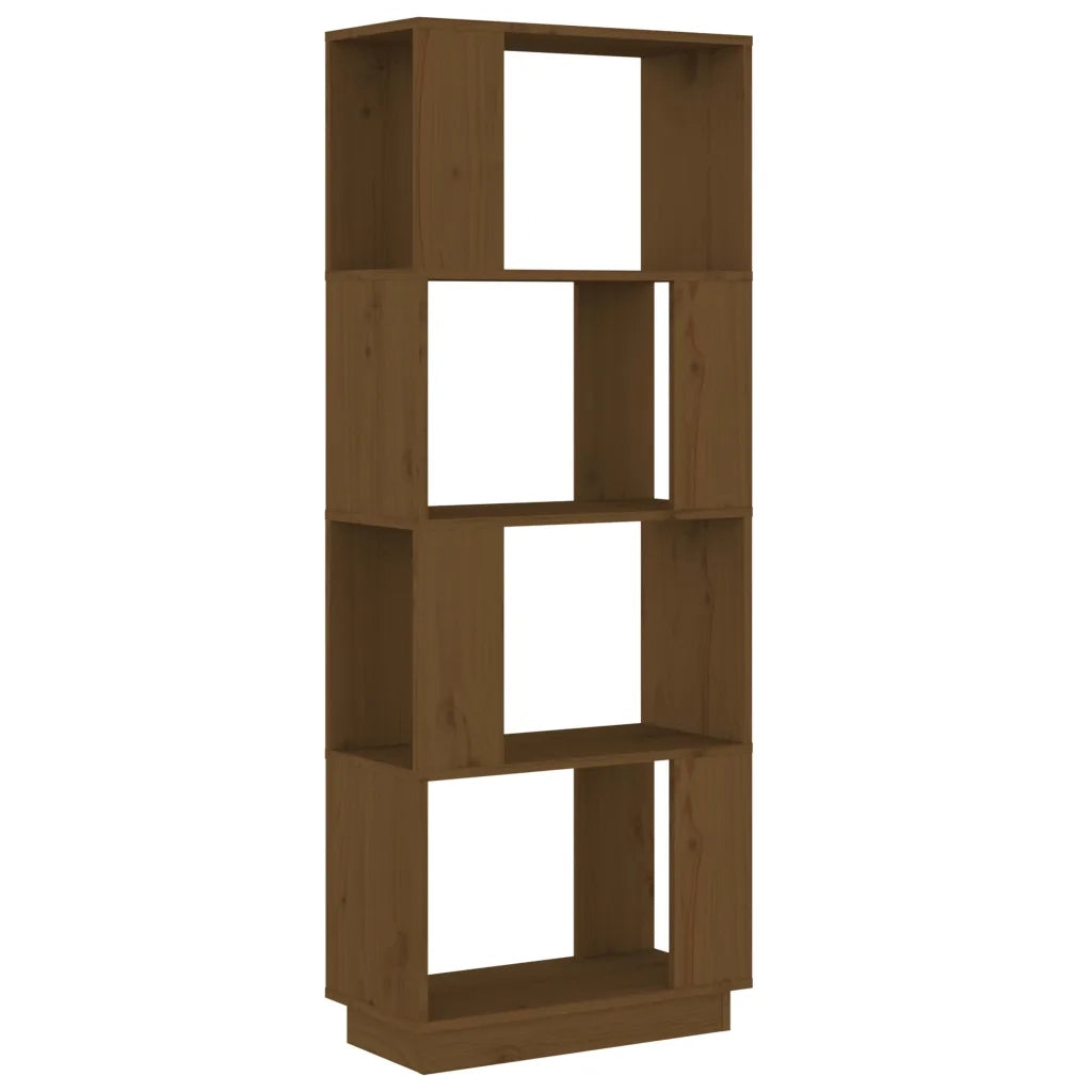 Libreria Divisorio-Scaffale per Libri-Mobile di Stoccaggio Ambrato 51x25x132 cm in Massello di Pino