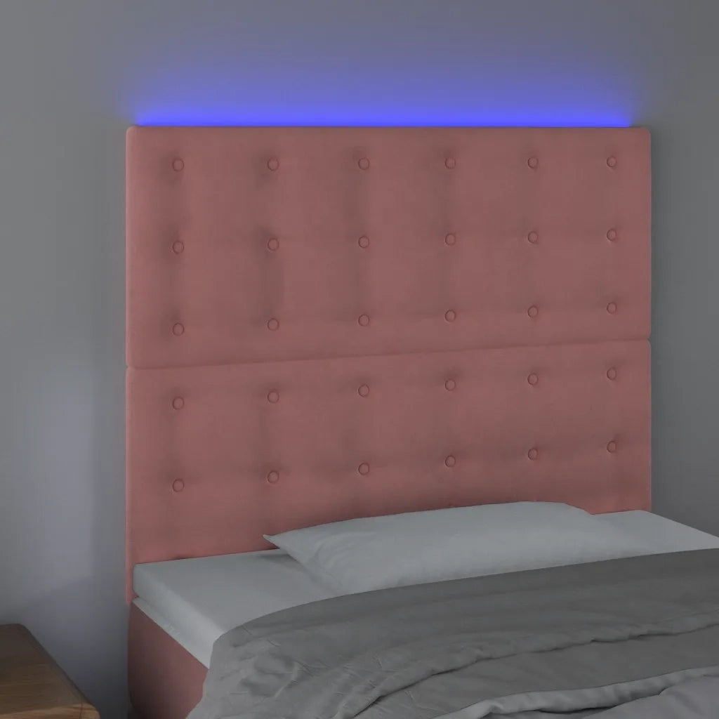 Testiera a LED Rosa 90x5x118/128 cm in Velluto 3122899
