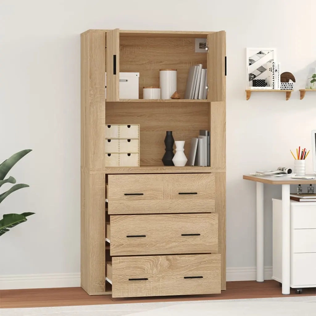 Credenza-Buffet-Armadio da cucina Rovere Sonoma in Legno Multistrato 479074