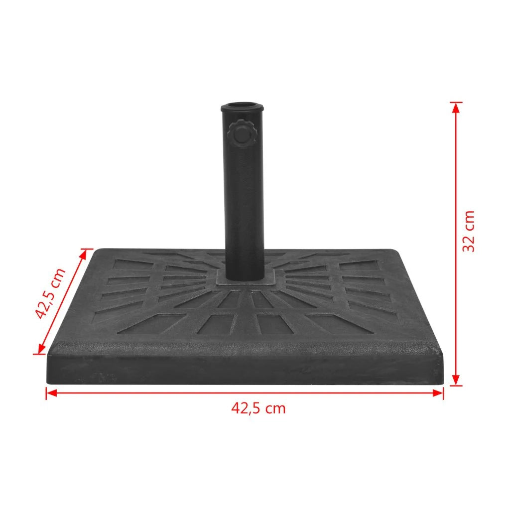 Base quadrata per ombrellone in resina diametro 38 e 48 mm nera 12 kg 2202085