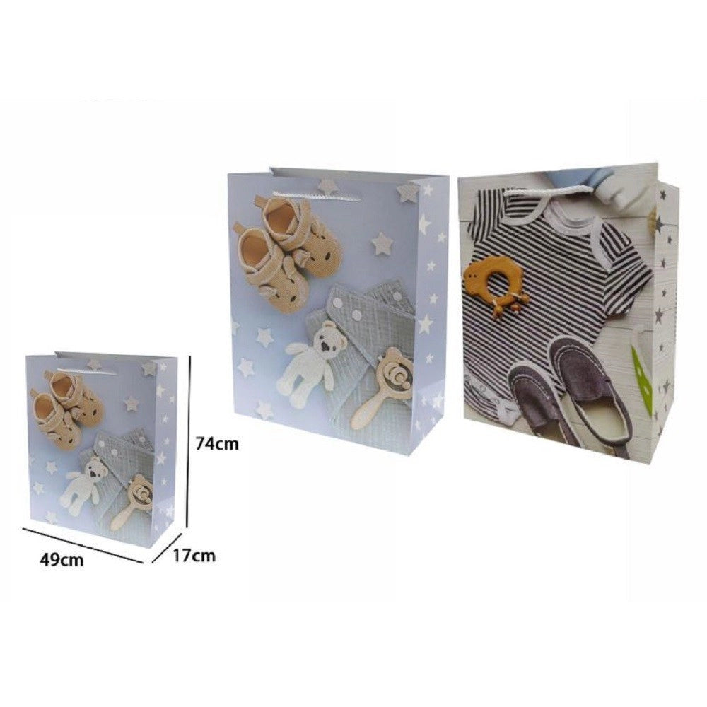 Trade Shop - Busta Buste Borsa Regalo Compleanno Nascita Maschio 74x49x17 Cm 69982 2 Modelli -