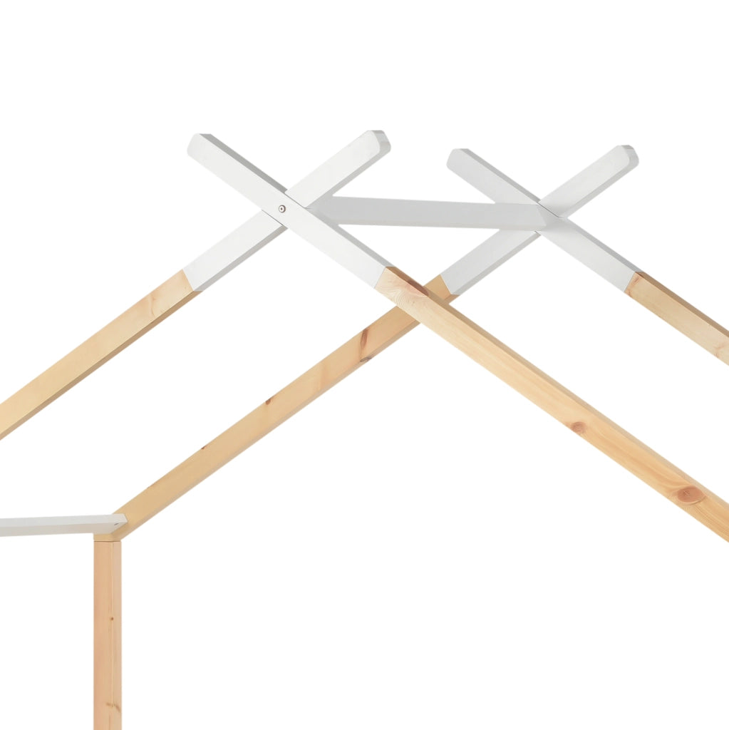 Letto casetta 90x200 cm; con cassetti; legno e MDF; bianco (Senza materasso)