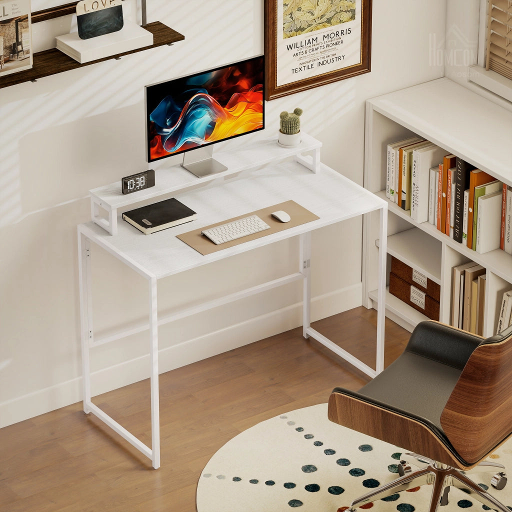 Scrivania Computer con Monitorhalterung ¨C zephmum ¨C Grigio 100x48x87.5 cm