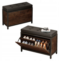 Armadio per scarpe con seduta, capiente, ripostiglio apribile, ripiano in legno, stile retrò