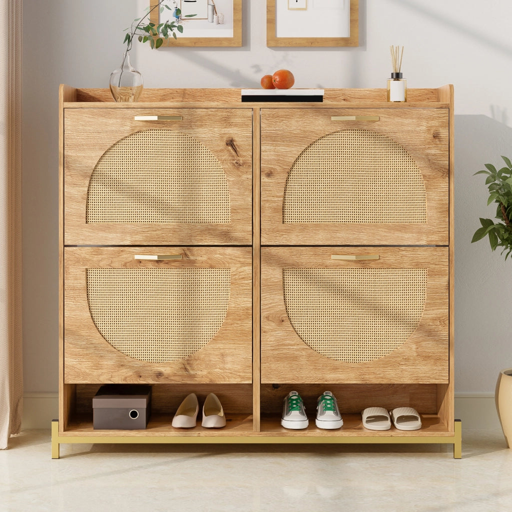Scarpiera 108,5 x 24 x 100 cm in MDF color legno salvaspazio per ingresso