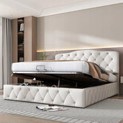 Letto 140x200 - Xylo - Pelle ecologica, testiera regolabile, bianco