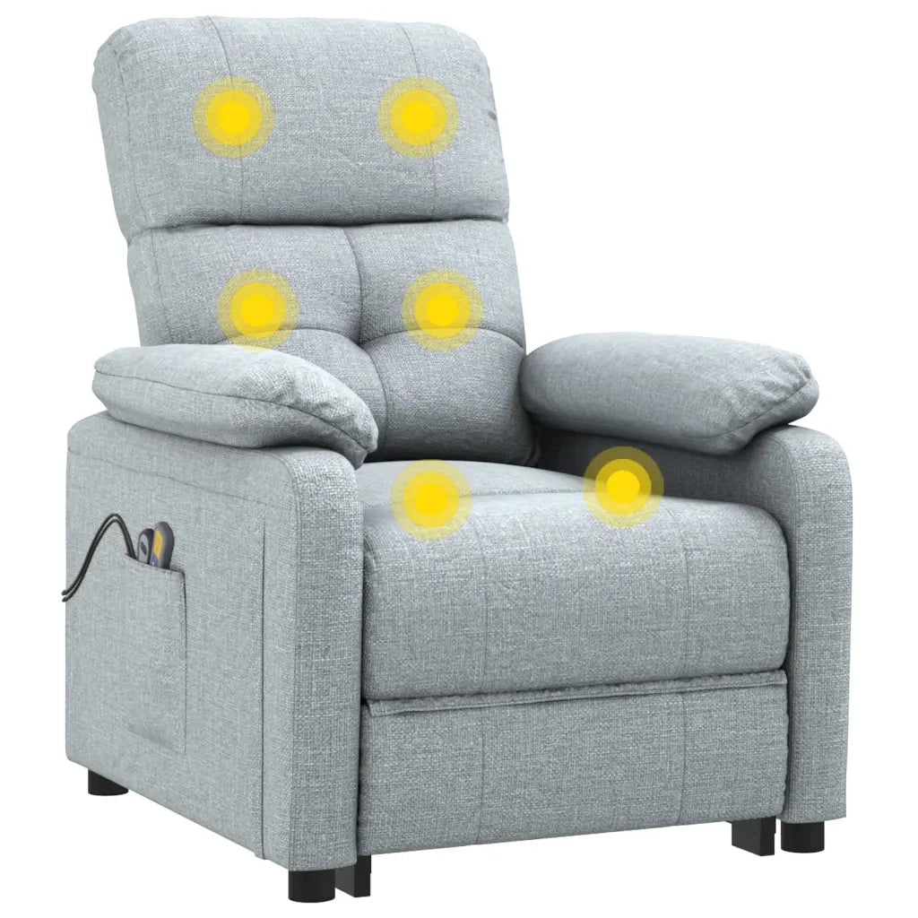 Poltrona Massaggiante | Sedia Relax Elettrica Grigio Chiaro in Tessuto