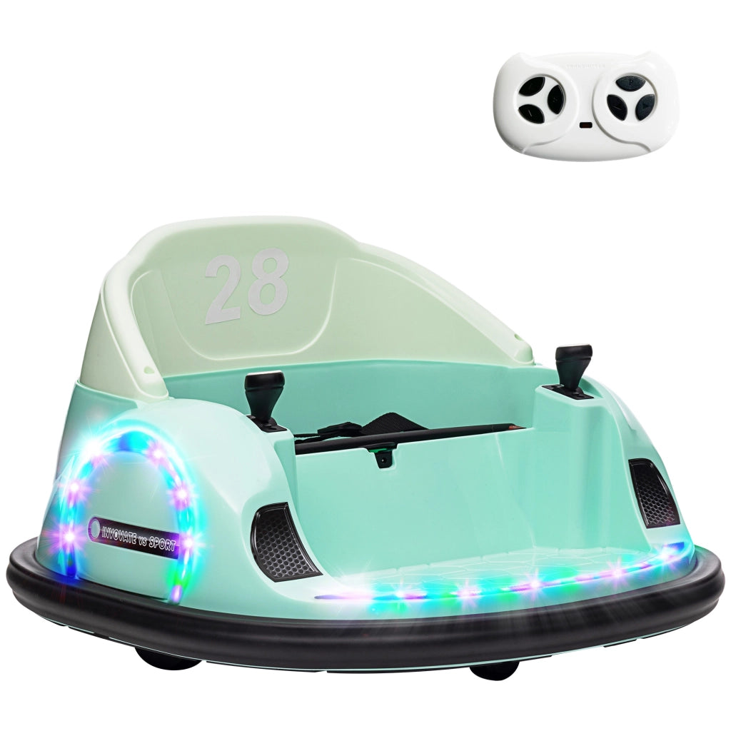 Autoscooter per bambini con rotazione 360¡ã ¨C zephmum ¨C verde, LED, musica, clacson, 2 km/h