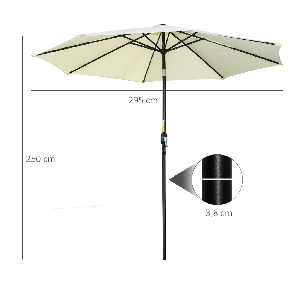Ombrellone da giardino inclinabile ¨C zephmum ¨C Beige Polyester 180g/m2 ? 3 m