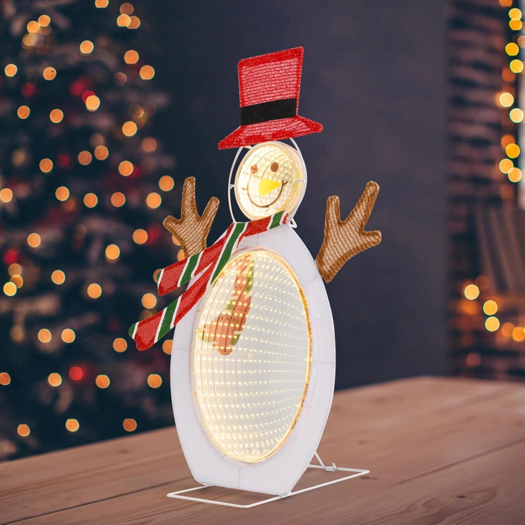 Pupazzo di Neve Illuminato, Decorazione Natalizia con 75 Luci LED, Cappello Rosso e Sciarpa, per Giardino, Cortile e Prato