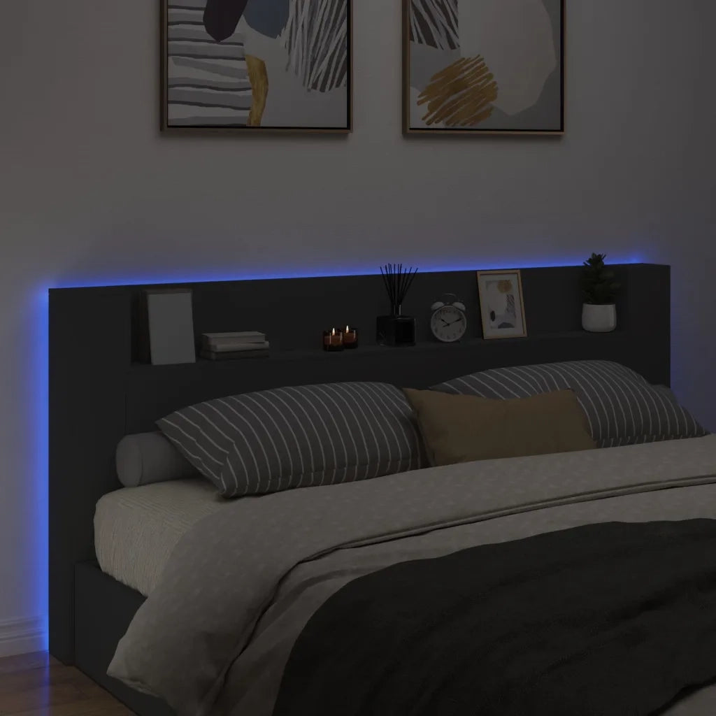 Testiera | Testata con Contenitore a LED Nera 220x16,5x103,5 cm
