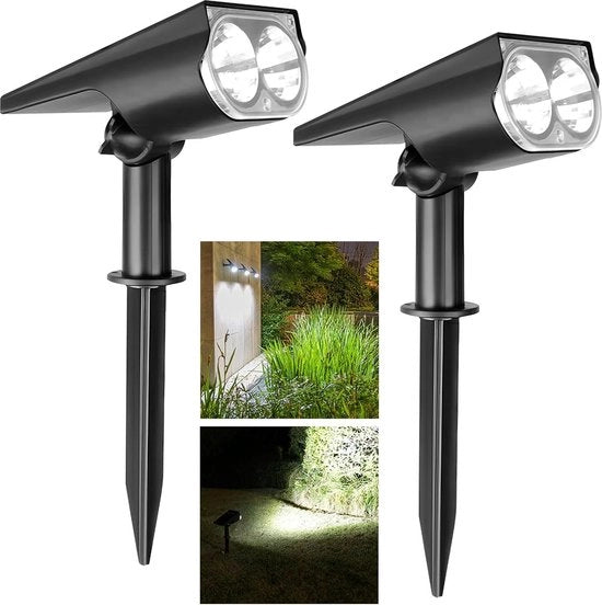 Illuminazione per giardino alimentata da energia solare - 2 pezzi esterni IP65 impermeabili - 3 modalità di illuminazione - 650 lm - moderna - installazione a muro
