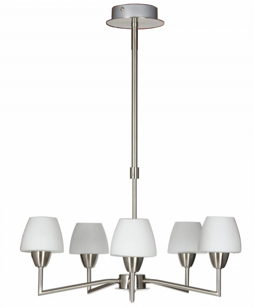 Lampadario Candellux Togo 35-10646 argento vetro bianco 5xG9