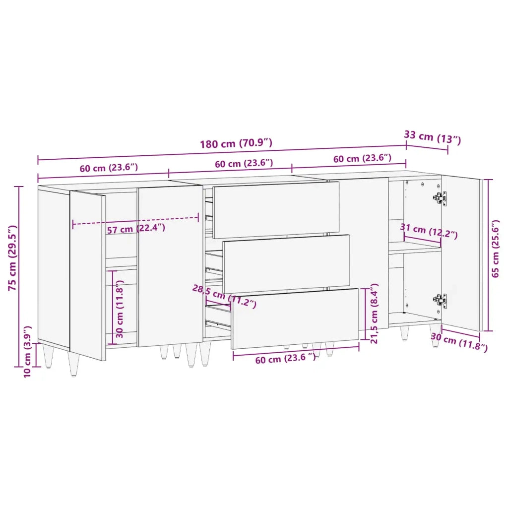 Armadi di Stoccaggio 3 pz Motivo Motivo 180 x 33 x 75 cm 3310140