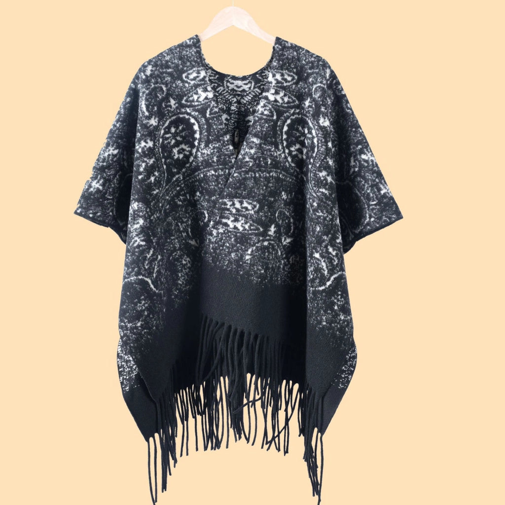 Sciarpa semplice in stile pittura a inchiostro per donna, mantello di alta moda, sciarpa invernale in cashmere
