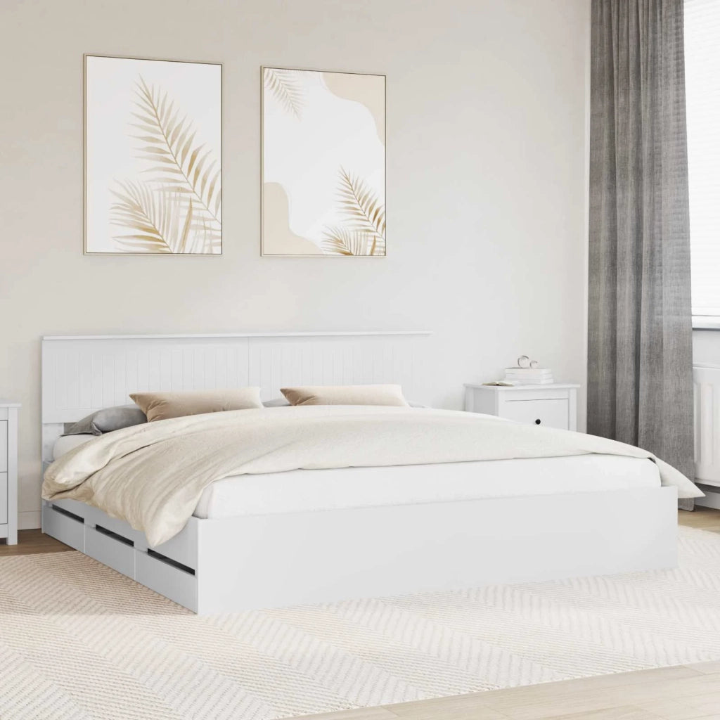 Struttura del letto-Giroletto-Rete del Letto Bianco 200 x 200 cm Legno Ingegnerizzato 474931