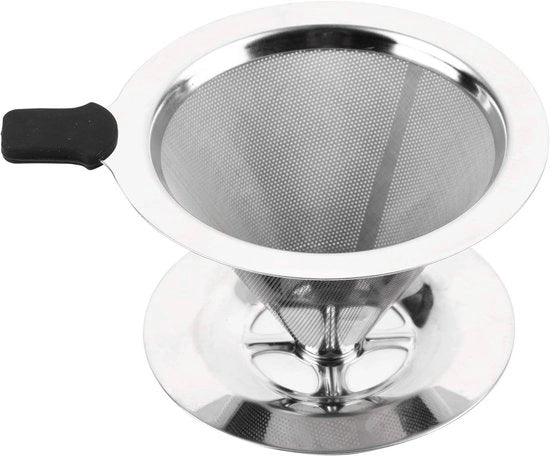 Bicchierino per filtro del caffè 394 x 236 pollici Bicchierino per filtro del caffè in acciaio inossidabile a doppia lastra di rete standard sovrapposto sopra il bicchiere per caffè per ufficio domestico caffetteria