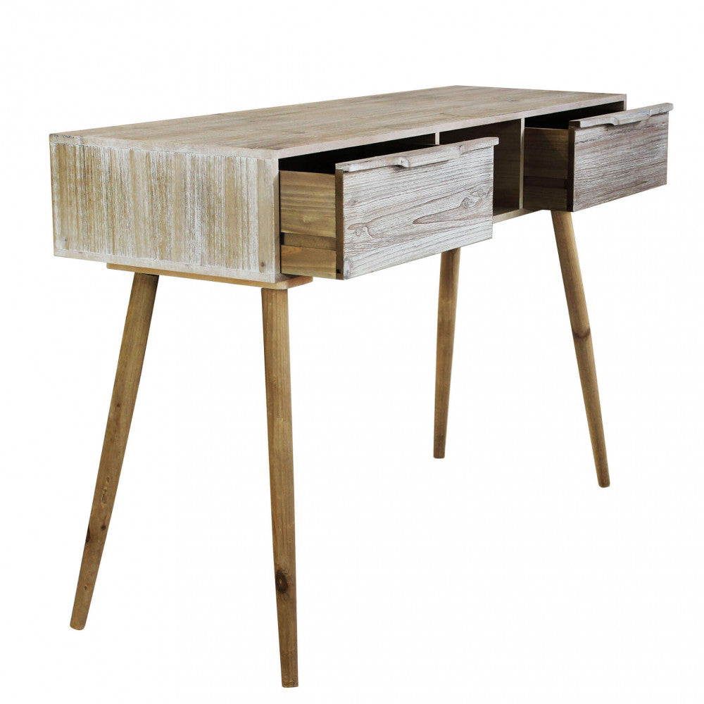 Consolle con 2 Cassetti 120x40x80 h cm in Legno di paulownia Marrone