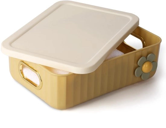 Contenitore di stoccaggio in plastica con maniglia - Cassetto di stoccaggio giallo per armadietti della cucina