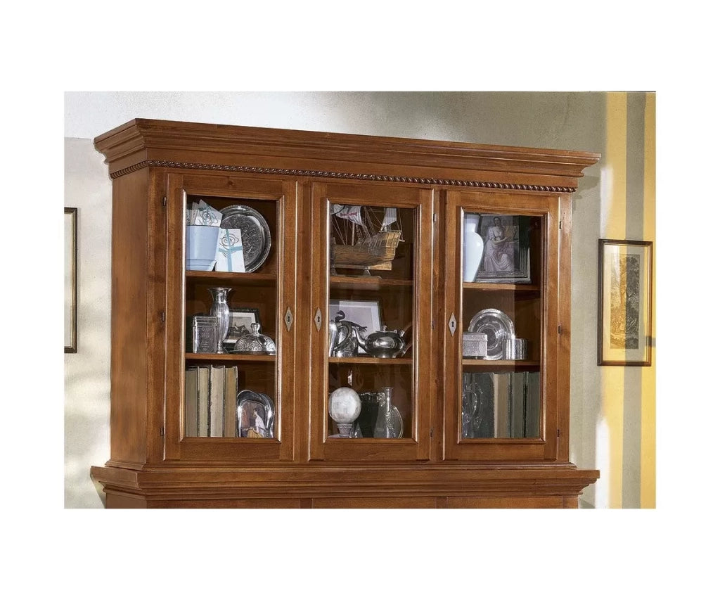 Cristalliera 3 porte in legno noce arte povera 190x50x228 (604+605) - Mobili 2G