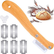 Set di 5 Coltelli per Biscottificio con Manico in Legno - Coltello per Tagliare il Pane - Coltello per Tagliare l'Impasto - Protezione in Plastica - Facile da Pulire