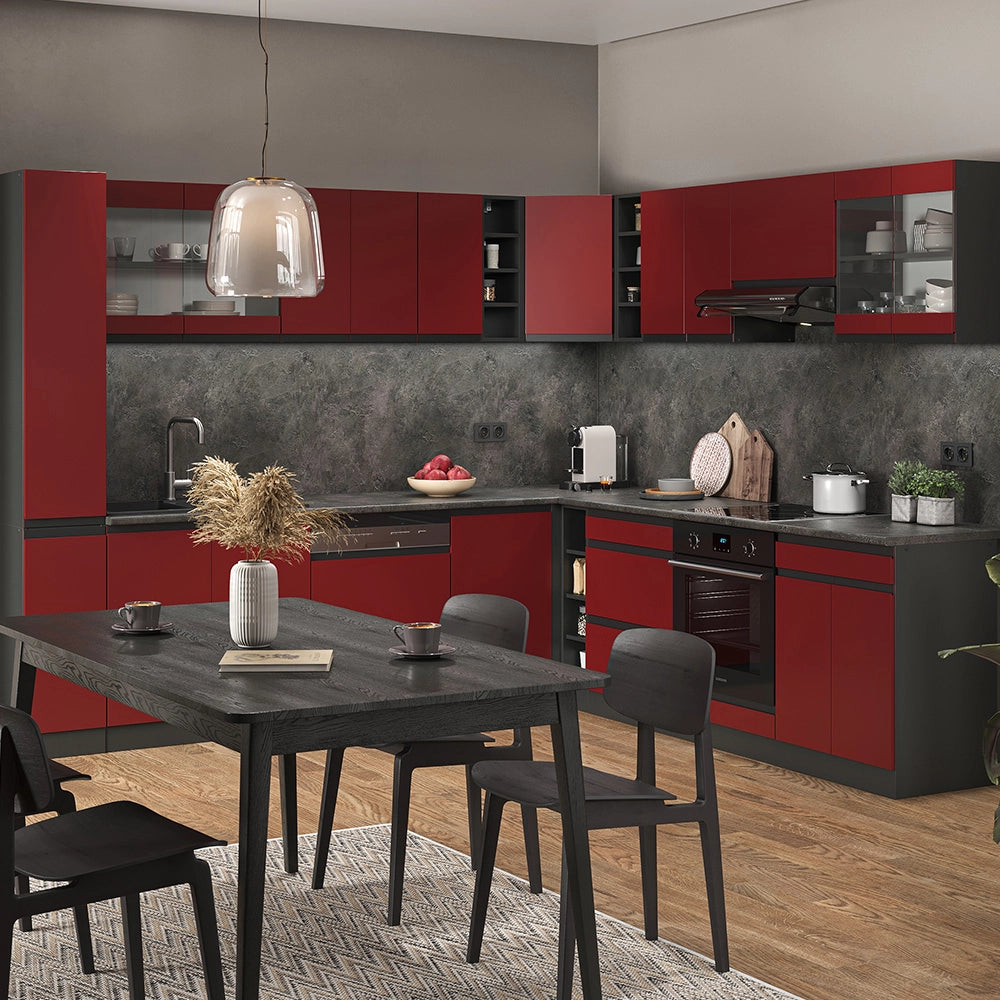 Vicco Cucina angolare completa Rosso/antracite 257 x 277 cm J-Shape, PL Antracite