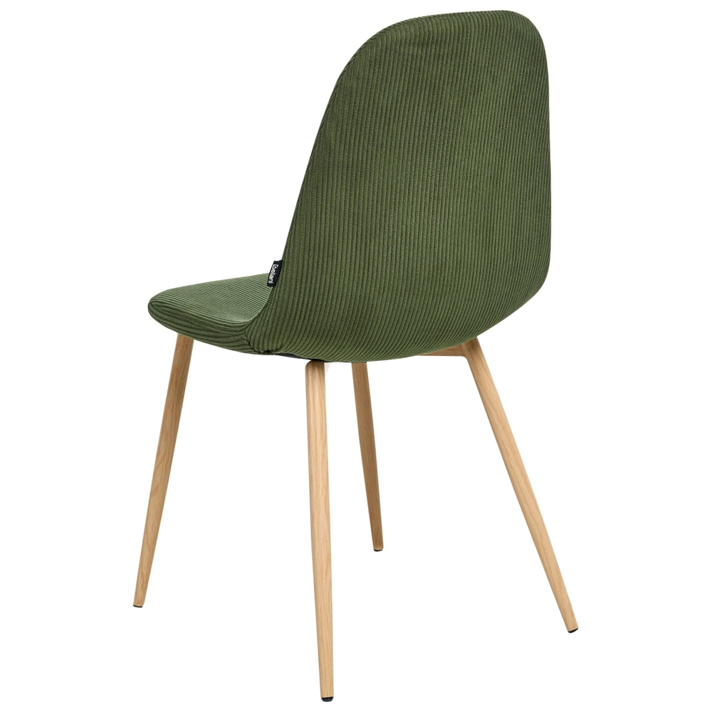 Set di 2 sedie da pranzo Struttura in tessuto verde Seduta in velluto a coste Design moderno senza braccioli