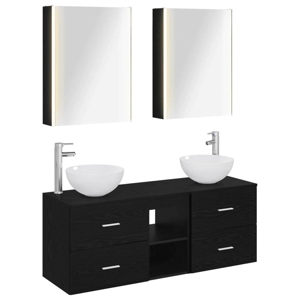 Set di mobili per il bagno 5 pcs Rovere Nero 3406728