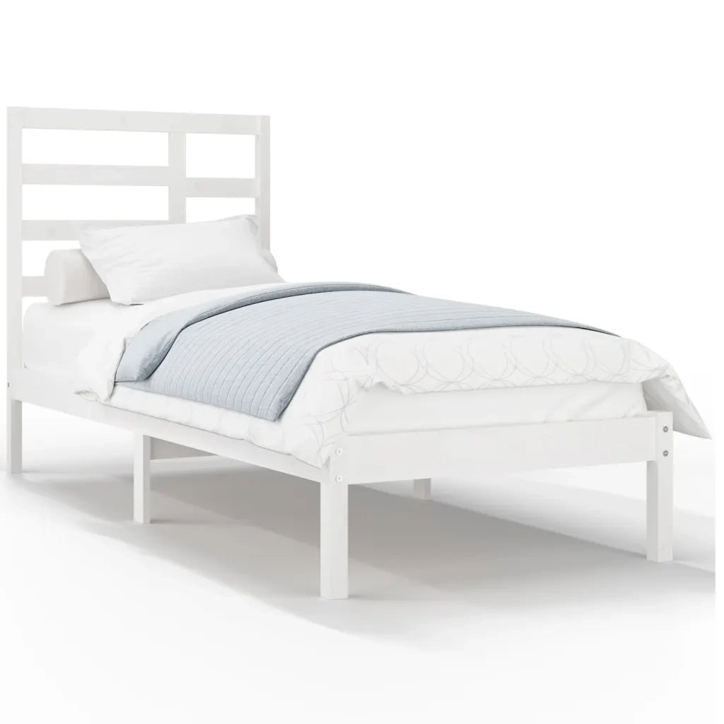 Giroletto-Struttura Letto Bianco in Legno Massello 90x200 cm 783035