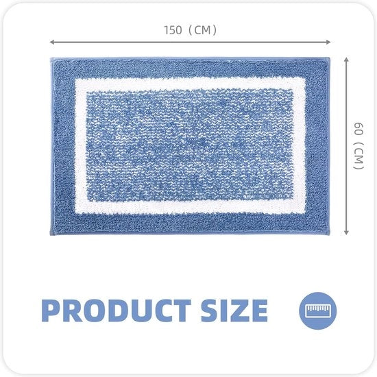 Pavimento in microfibra - 60x150cm - Mattonella antiscivolo per bagno - Lavabile in lavatrice - Copertura per doccia - Asciugamano per pavimento idroassorbente - Tappeto per pavimenti duraturo (Blu)