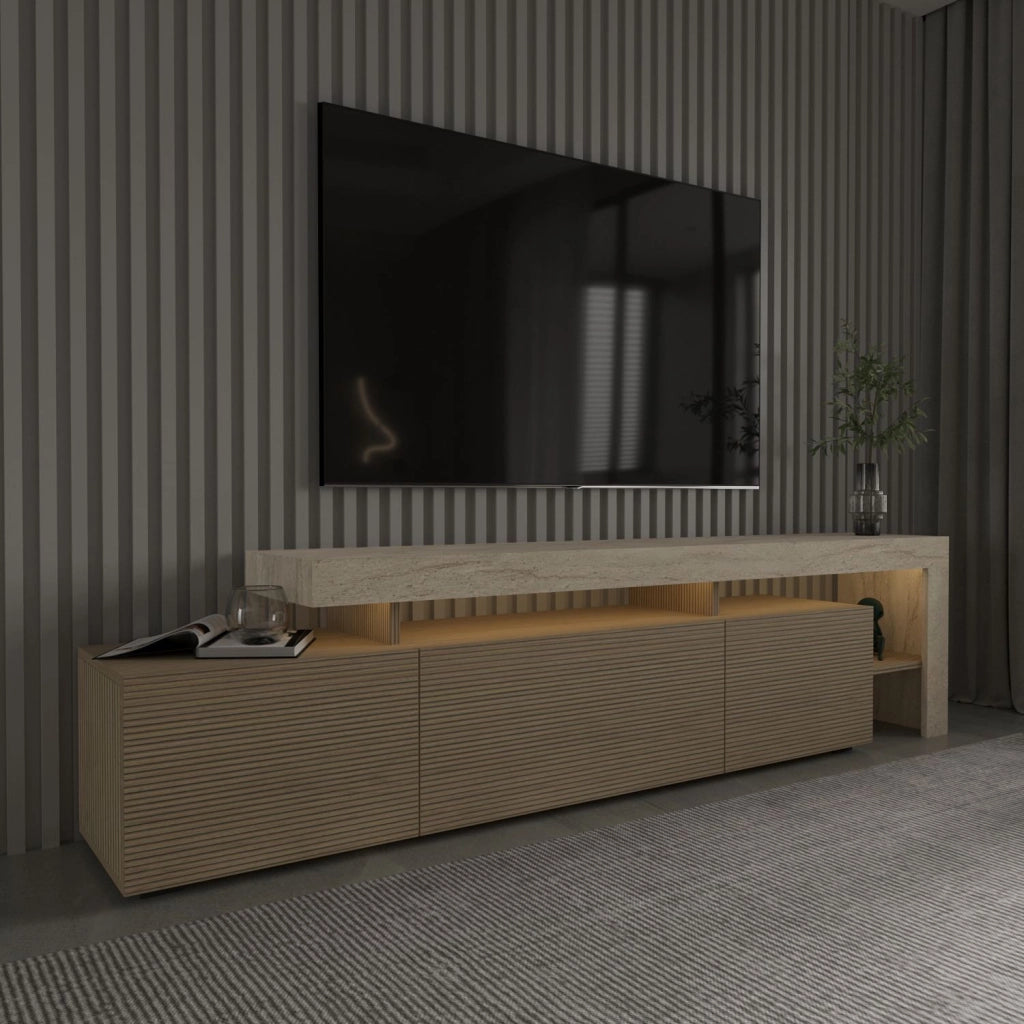 Porta TV in legno "Beliz" - 192 x 37 x 53 cm - Beige