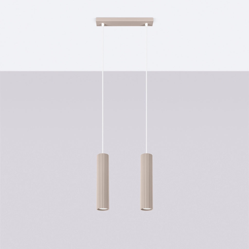 Lampada a sospensione barra 2 tubi taupe GU10 Pure Lume